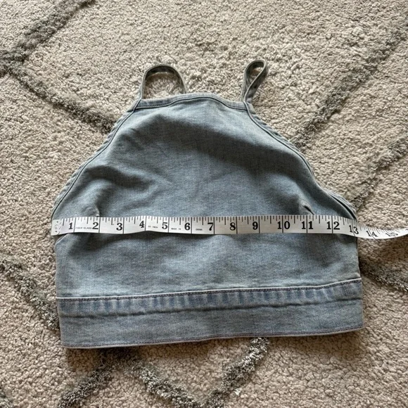 Show Me Your Mumu Fawcett Denim jean Crop Top open back high square neck small - Picture 5 of 10